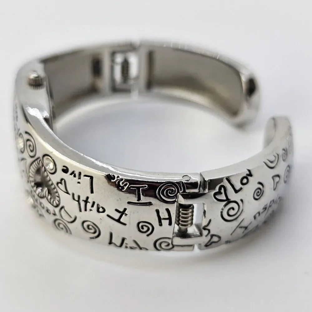Women's Hearts Cuff Bracelet Watch‎ 24MM Gray Dail Bracelet 5.5